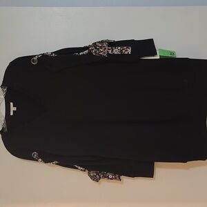 Skies Are Blue Black Tunic with Floral Accents